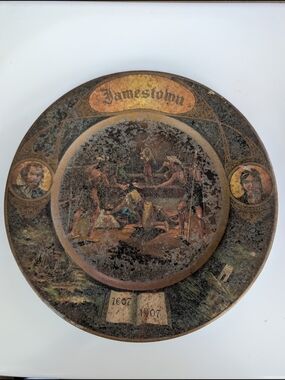 Jamestown Commemorative Decorative Tin Plate - Brown & Gold Tones